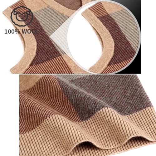 Dndrdhfb Men's Knitted V-Neck Vest Winter Warm Sleeveless Wool Pullover Vest4