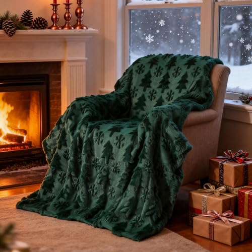 JarThenaAMCS Winter Throw Blanket 50 x 60 Inch Green 3D