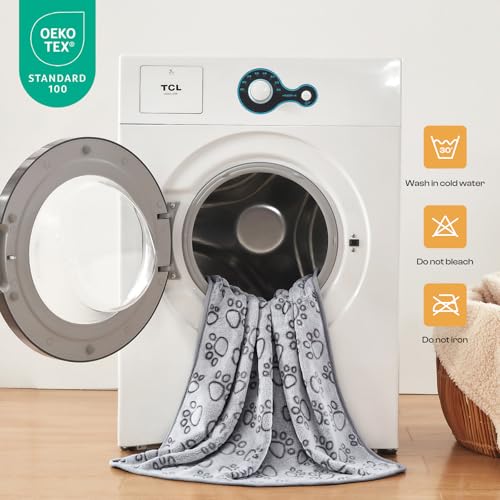 Image of Luciphia 1 Pack 3 Blankets Fluffy Premium Fleece Pet Blanket Flannel Paw Printed Throw for Dog Cat Grey Paw Medium(30 inchx20 inch,Pack of 3)