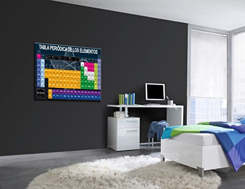1art1 Schule Poster Tabla Periódica De Los Elementos Bilder Leinwand-Bild Auf Keilrahmen | XXL-Wandbild Poster Kunstdruck Als Leinwandbild 120x80 cm