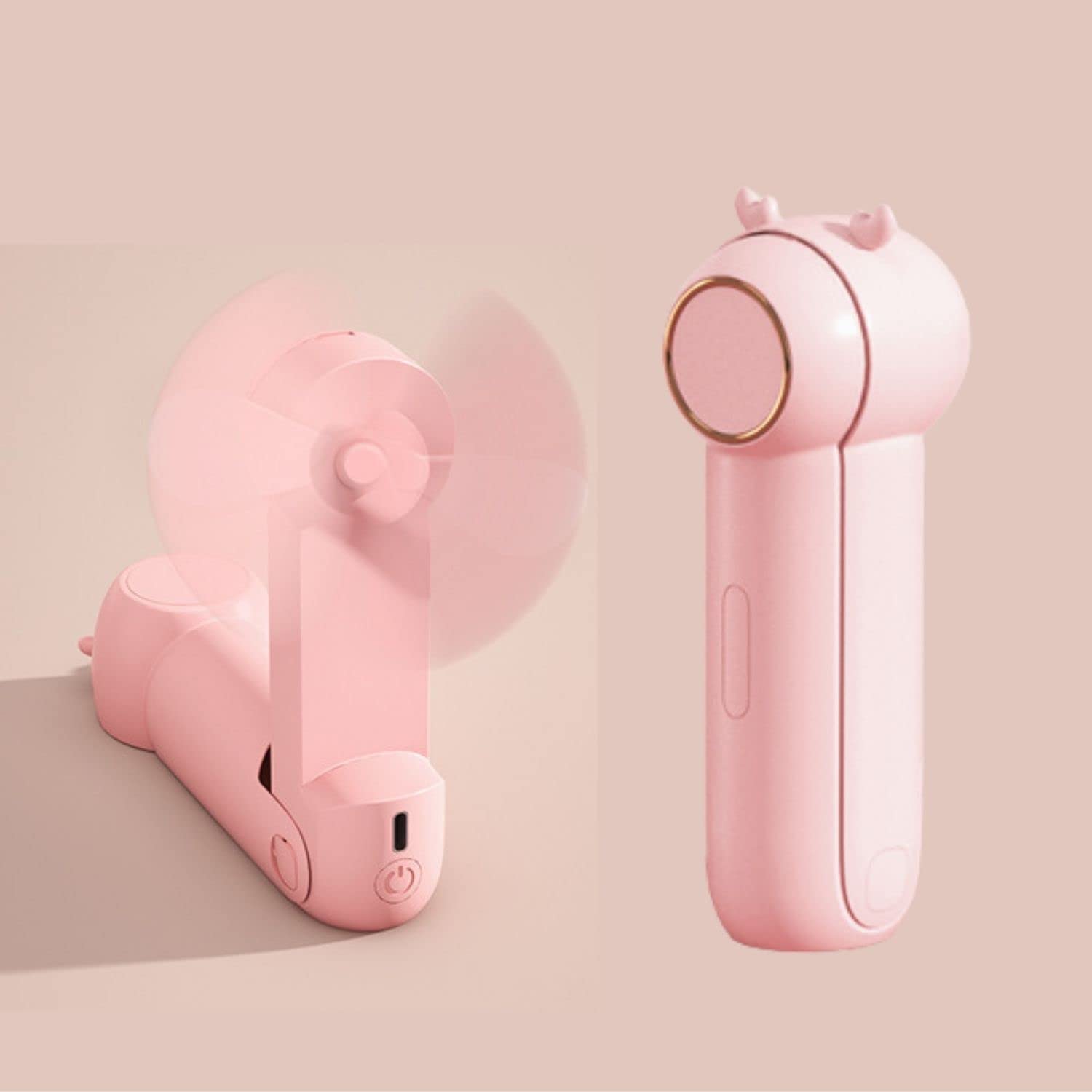 AUCANNIO Portable Handheld Desktop Fan, 3-in-1 Rechargeable USB Mini Fan with 3 Speeds Foldable Design, Mute Endurance Eyelash Fan Desk Fan for Indoor and Outdoor Use