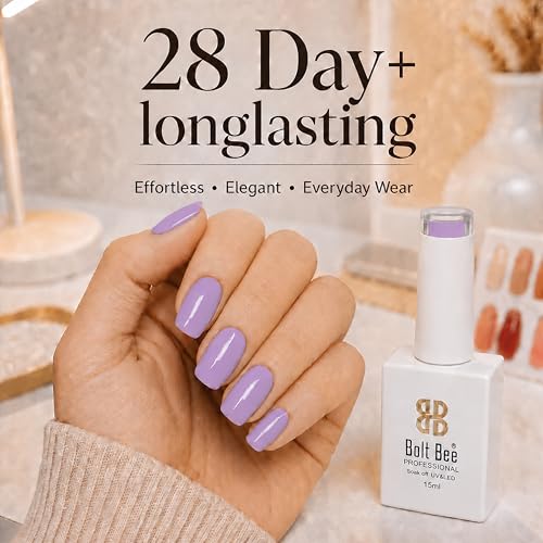 Image of Bolt Bee Soft Lavender Lilca Color Gel Nail Polish Soak Off UV Gel DIY at Home 15ML Manicure Salon Nail Art