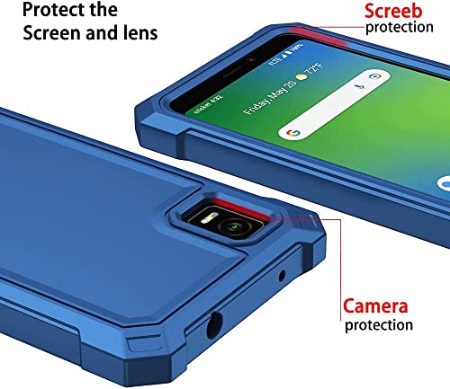 Haij For Att Calypso 3 Case, With Tempered Glass Screen Protector 360 Full-Body Soft Tpu Bumper Shockproof Silicone Protective Phone Cover Case For At&T Calypso 3 (U328Aa) (Blue) #TOP2