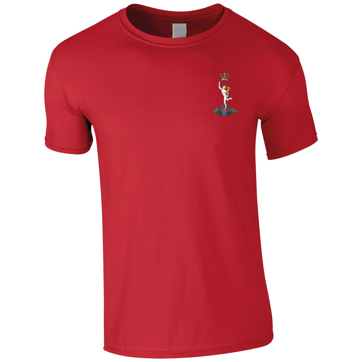HiViz Kings Embroidered Royal Corps of Signals Royal Signals Men's Tshirt British Army Insignia MOD Embroidery ** 9 Colours Available ** (UK, Alpha, M, Regular, Regular, Red)