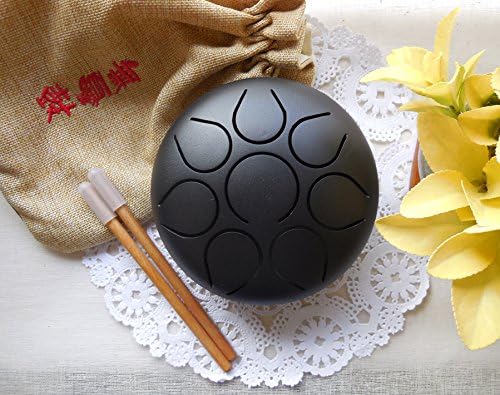 WuYou 5" 13cm Mini Steel Tongue Drum/Tank Drum Handpan, Healing sound, meditation (Black)