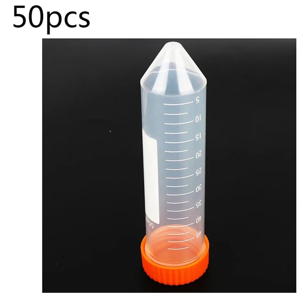 Vetreria da laboratorio 50 provette da centrifuga a fondo conico in plastica da 50 ml con tappo a vite graduato for laboratorio(Orange 50pcs)