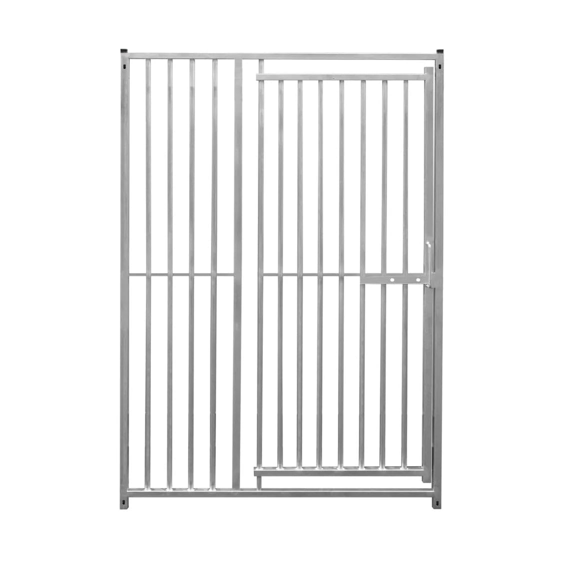 Dog Run Panels With Door Galvanised Steel Kennel Heavy Duty Walk In Animal Enclosure Pen Fence Playpen Outdoor Support Bar 8cm Bar Spacing 1.84m x 1.5m Modular FREE Ground Fixing Brackets & Fixing Kit — image 1