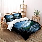 YOSERHGO Federn der Natur Bettwäsche Set Bettbezug, Mit Kissenbezüge,Enthalten Dekorativen Nähten King（220x240cm）