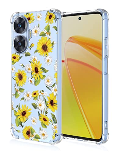 Custodia per Telefono Adatta per Realme C55 Narzo N55 6.72 Inches con Disegno a Colori Trasparente - Girasole silicone tpu