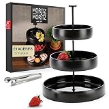Moritz & Moritz Corbeille a Fruit 3 etages - Pince Incluse - en Porcelaine de Haute qualité - Décoration de Cuisine Moderne ou décoration de fête - Corbeille a Fruit