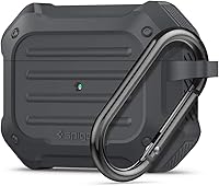 Vista 1 de Spigen Tough Armor - Funda de protección contra caídas con mosquetón diseñada para Airpods Pro (2019), color carbón