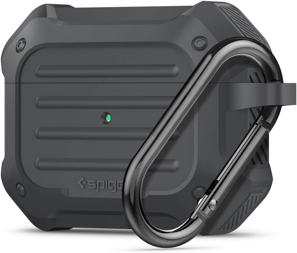 Spigen Tough Armor Designed for Airpods Pro Case (2019) Drop Protection Cover with Carabiner - Charcoal