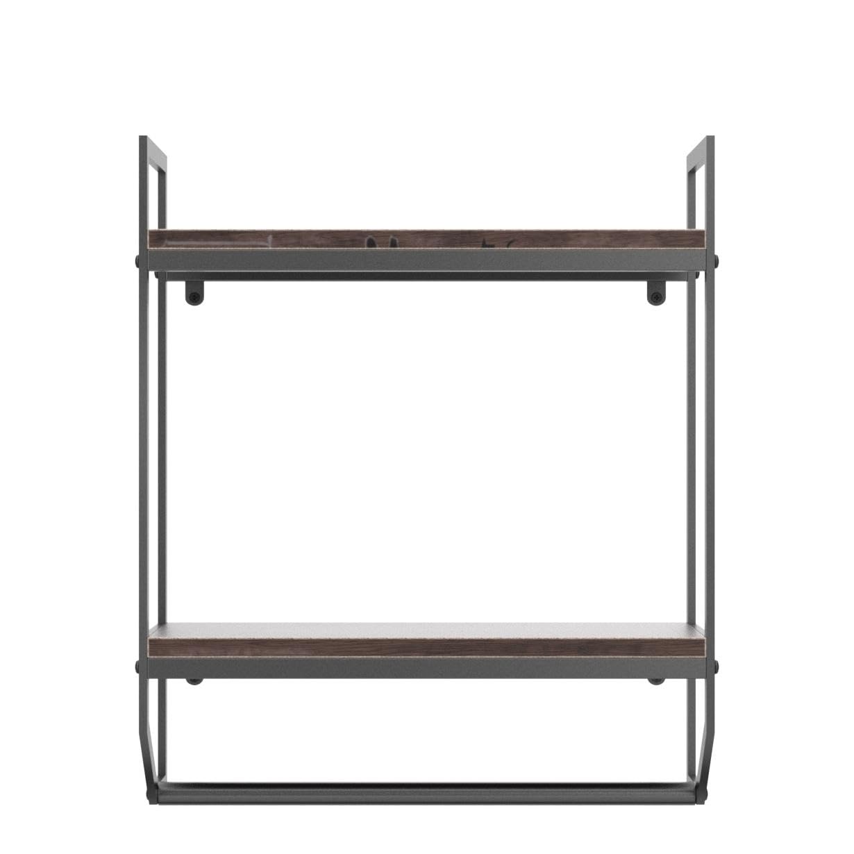 2-Tier Metal Industrial 23.6" Bathroom Shelves Wall Mounted,Rustic Wall Shelf Over Toilet,Towel Rack with Towel Bar,Utility Storage Shelf Rack, Floating Shelves Towel Holder,Retro Black 3