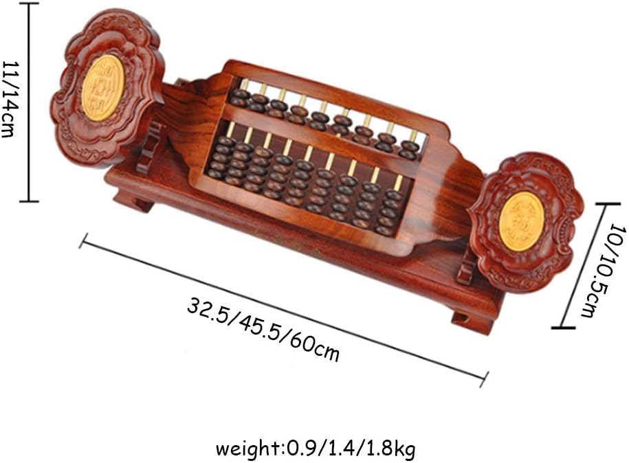 Digit Standard Abacus,Wooden Abacus,Abacus Crafts Decoration Irregular Abacus Retro Ornament Abacus Hand-Carved Business Gifts Abacus with Base(32.5 * 10 * 11cm)