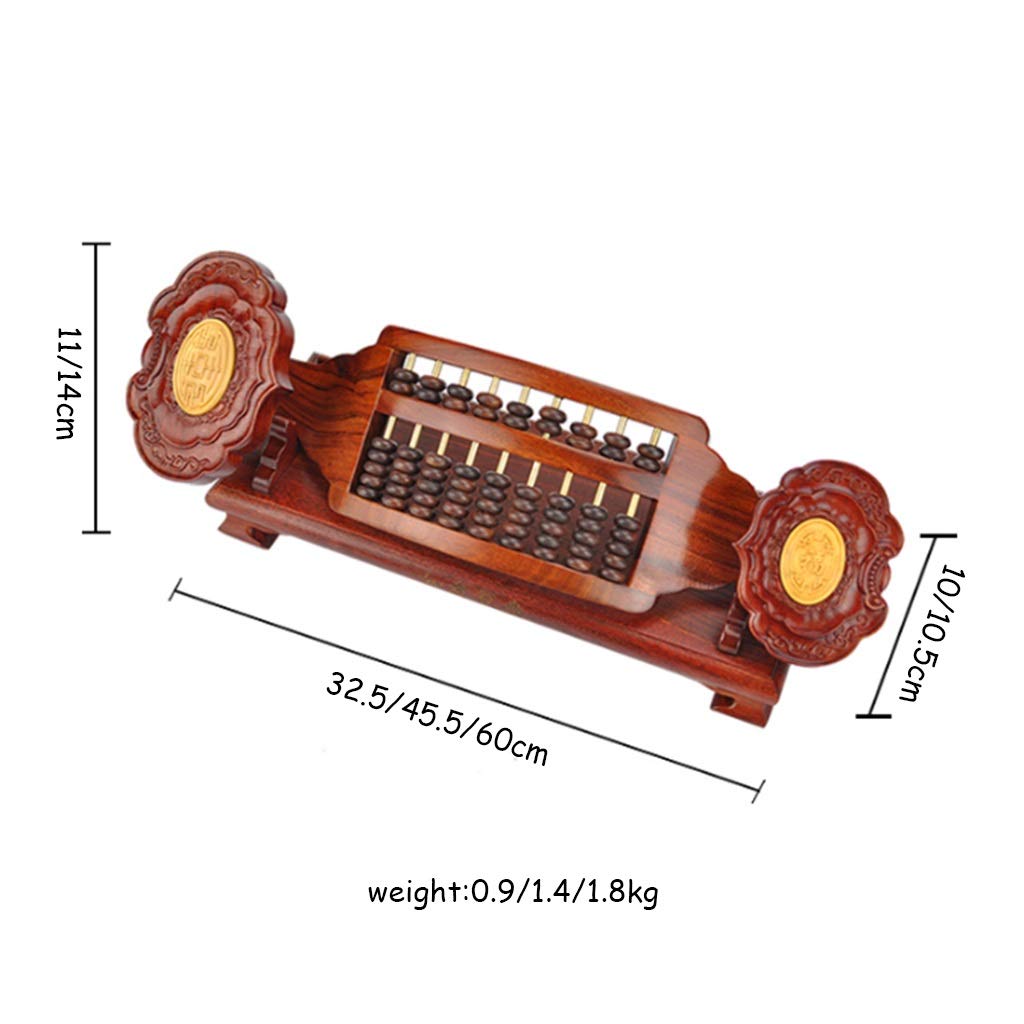 Boulier standard à chiffres, boulier en bois, boulier artisanat décoration boulier irrégulier ornement rétro boulier cadeaux d'affaires sculptés à la main boulier avec base(60*10.5*14cm)