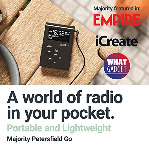 MAJORITY Petersfield Go Pocket Portable Radio | FM & DAB Radio | USB Charging | Headphones Included | Lockable Buttons - Image 3