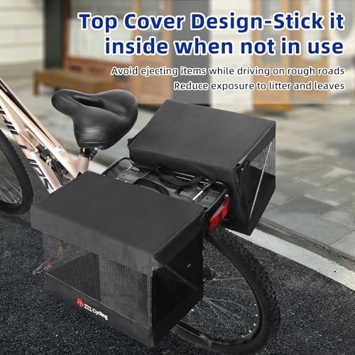 Zmgdrm Bicycle Grocery Panniers, 2PCS Foldable Bike Panniers Bags for Rear Rack, Rear Bike Basket Ebike Rear Rack Bags for Shopping Cycling Traveling Commuting(2 Pack) - Thumbnail 4