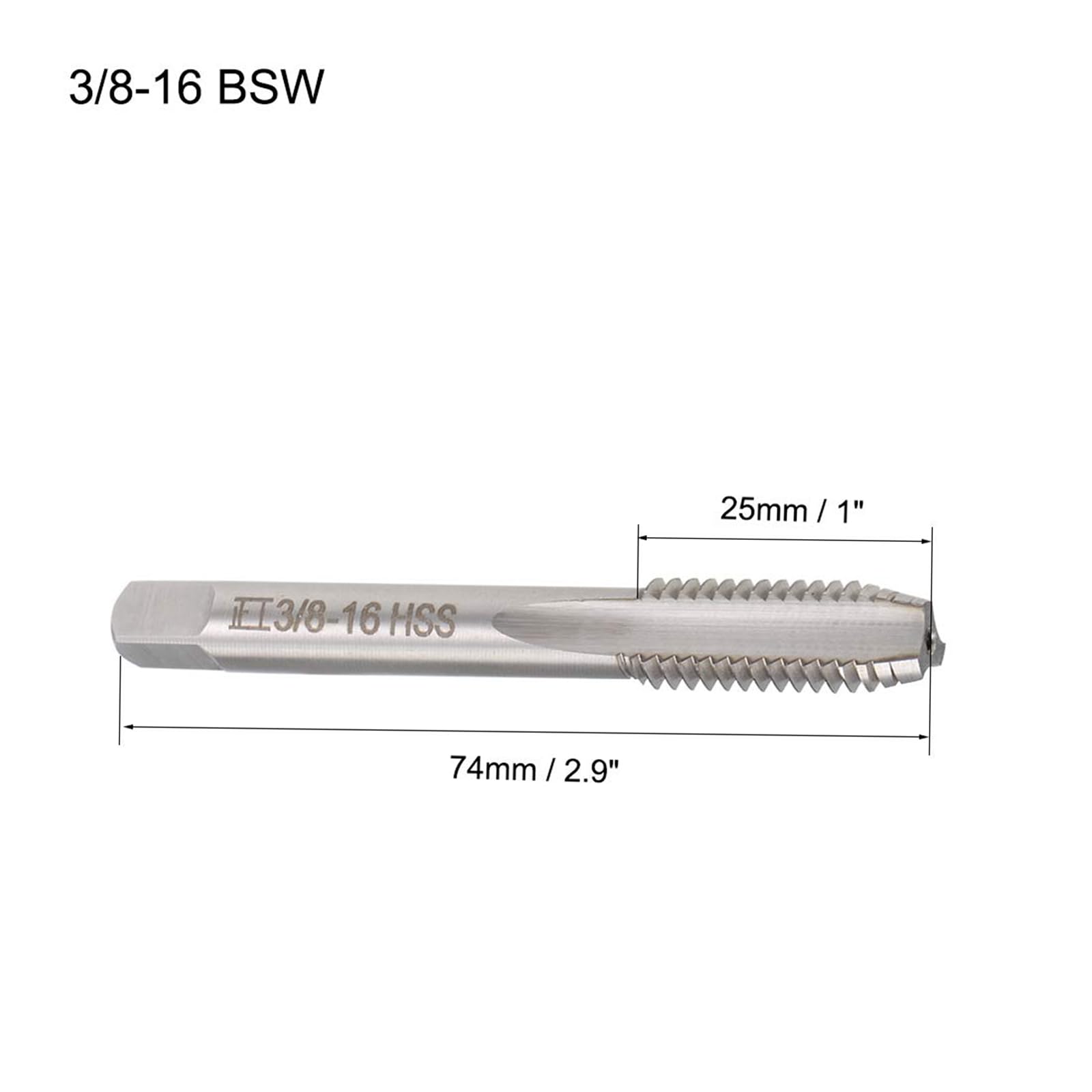 MACHSWON Machine Tap BSW 3/8-16 Thread, for Processing Through Holes or Shallow Holes - Image 2