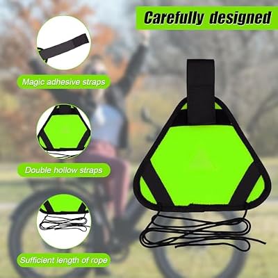 PEUTIER Reflective Triangle Sign, Bright Reflective Yield Symbol with Magic Adhesive Strap & Cord High Visibility Safety Triangle for Bike Backpack Different Scenes, Multiple Fixing Methods