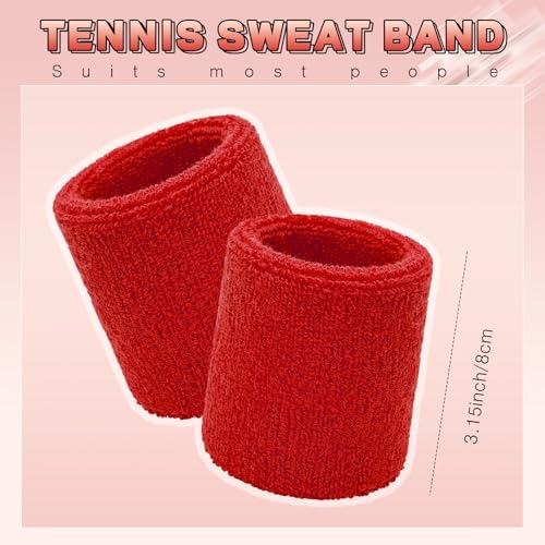 Image of WILLBOND 8 Pack Wrist Sweatbands Sports Wristbands Tennis Sweatbands Neon 80s Thick Cotton Gymnastics Sweat Band Athletic Football Soccer Sports Wristband for Men Women Party