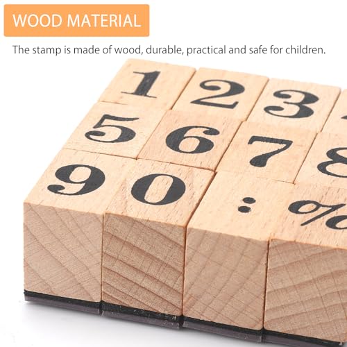 UOCAI 12 Stück Zahlenstempel, Stempel Zahlen Holzstempel für Scrapbooking, Holzstempel DIY Nummer 0 bis 9 für Scrapbooking, Kartengestaltung, Planer (2.4cm×1.6cmx2.3cm)