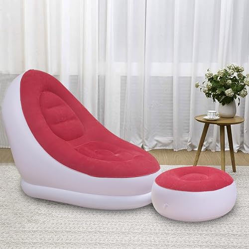 Robustt Inflatable Recliner Sofa for Ultimate Relaxation - Red (Pack of 1) | Inflatable Lounge Chair with Footstool, Durable Material, Lightweight & Portable, Ideal for Home, Office, Camping (B0DCC7PY86) Amazon Price History, Amazon Price Tracker