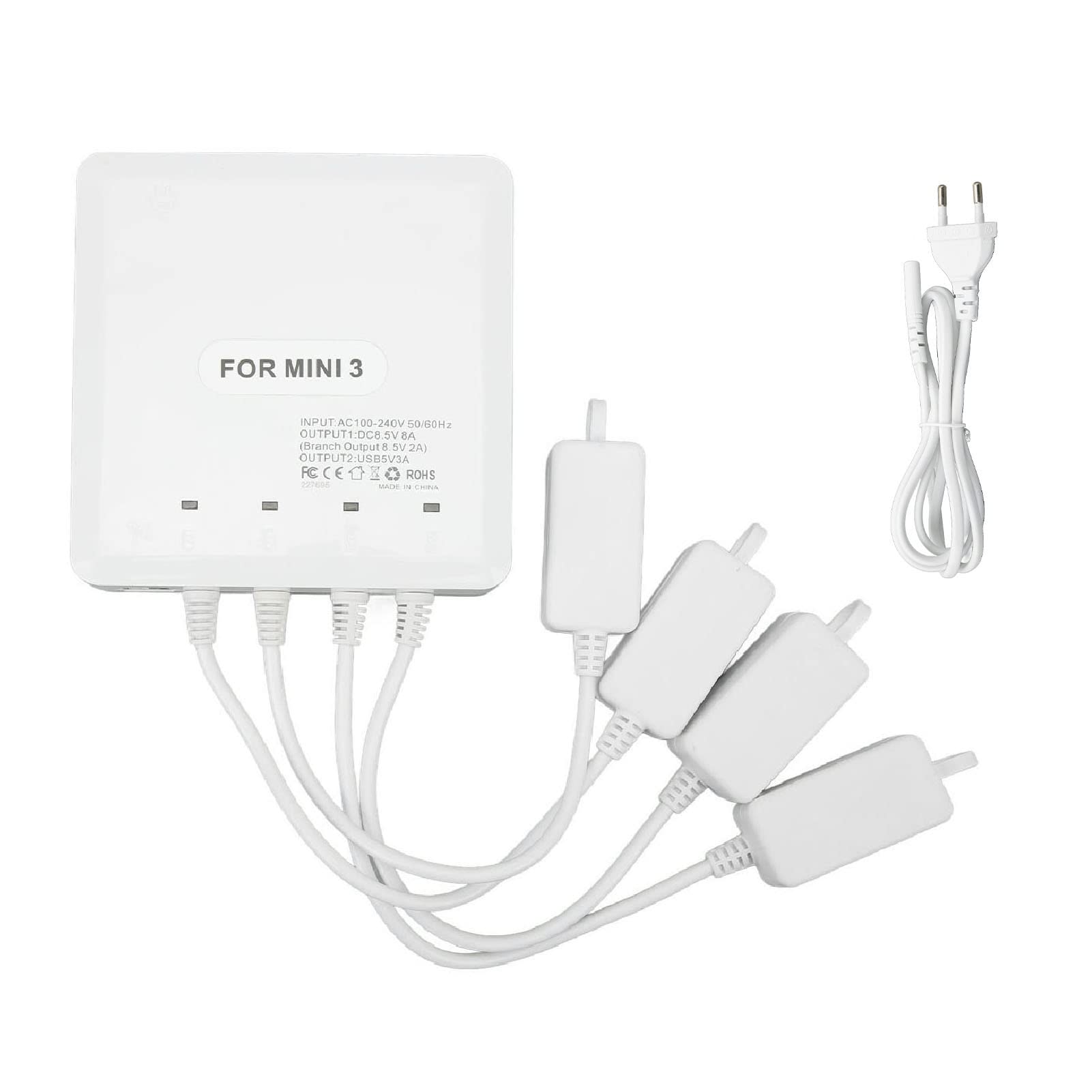 Mini 3 Pro Caricabatteria Multiplo, Caricabatterie Rapido a Ricarica Parallela, Caricabatterie per Droni Accessorio Hub di Ricarica UAV a 4 Vie con Porta USB per Mini 3 Pro RC Drone(#2)
