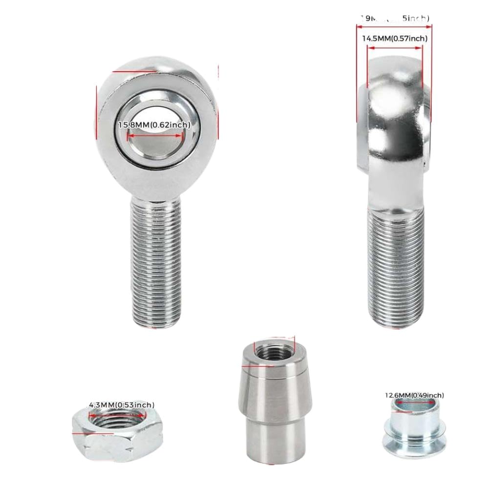 Kit de extremo de varilla de juntas Heim de 5/8 pulgadas, rosca de cromoly para mano derecha e izquierda con adaptador de tubo para dirección y suspensión