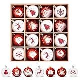 Amteker Weihnachtskugeln Kunststoff Set, 16 Stücke 6CM Christbaumkugeln Deko Weihnachten...