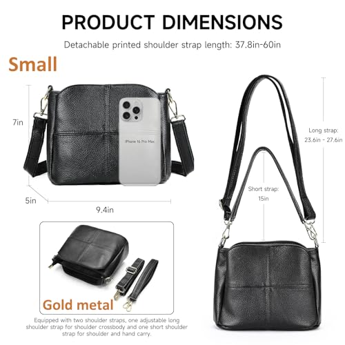 Image of Genuine Leather Women Shoulder Bag Small Crossbody Bags Purse Mini Casual Hobo Lady Handbags and Purses Messenger Satchel