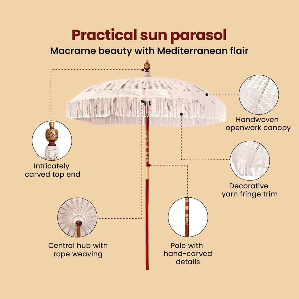 vidaXL Parasol Makramowy 190 x 190 x 260 cm