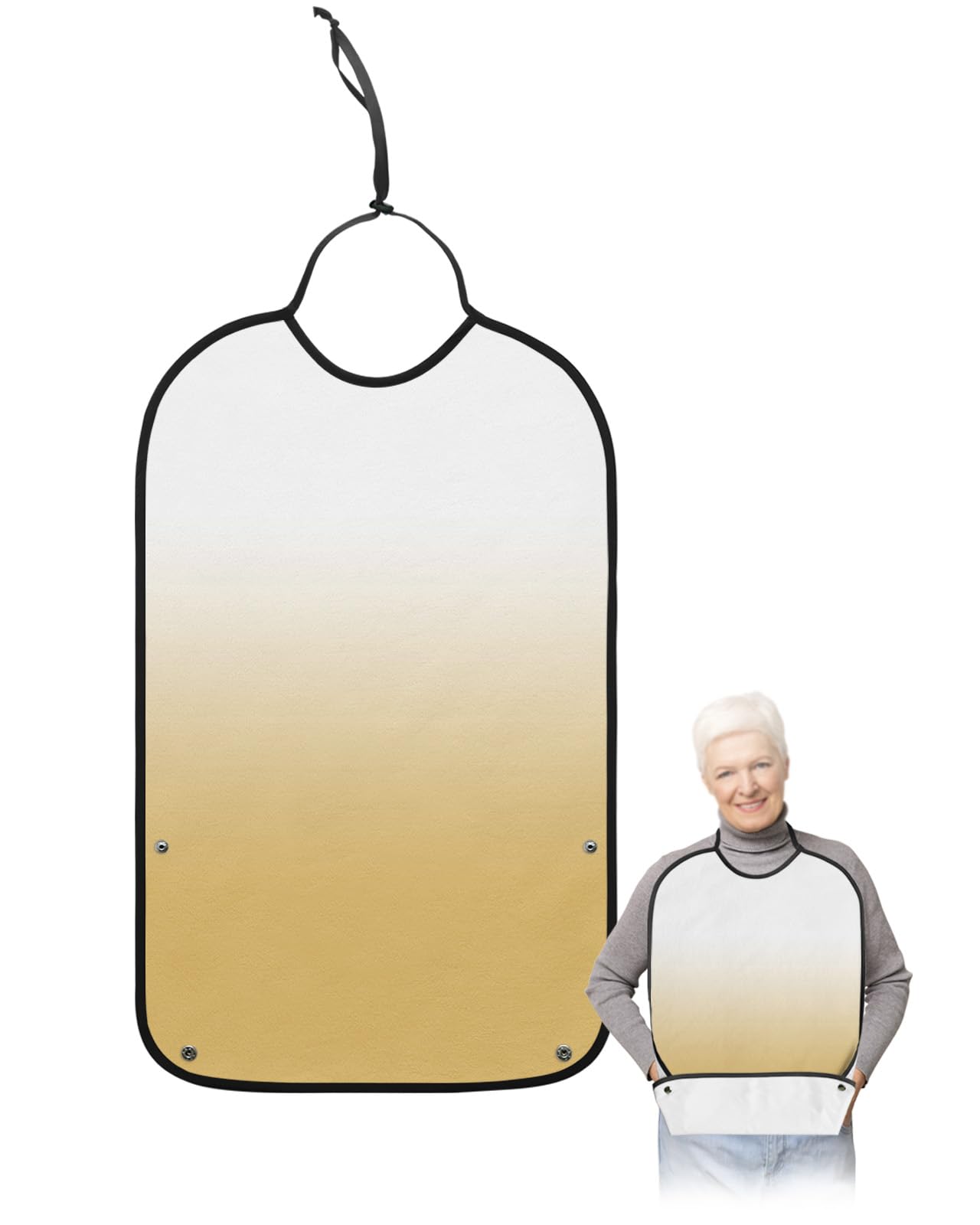 Kewadony Adult Bibs for Elderly Women - Yellow Ombre Waterproof Dining Clothing Protectors with Crumb Catcher for Eating/Feeding, Gradient Yellow Terry Cloth Bib Machine Washable