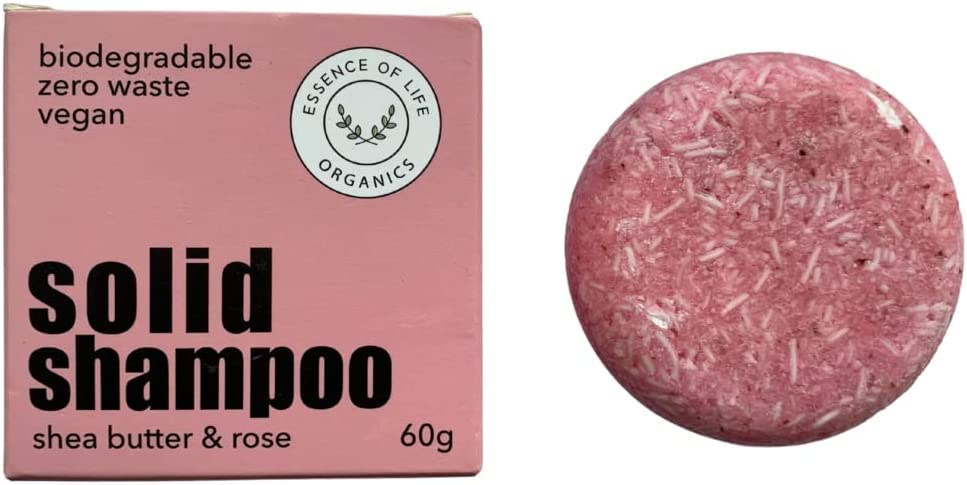 Essence of Life Biodegradable, Vegan, Eco-friendly Zero Waste Shampoo Bar (Shea Butter & Rose)