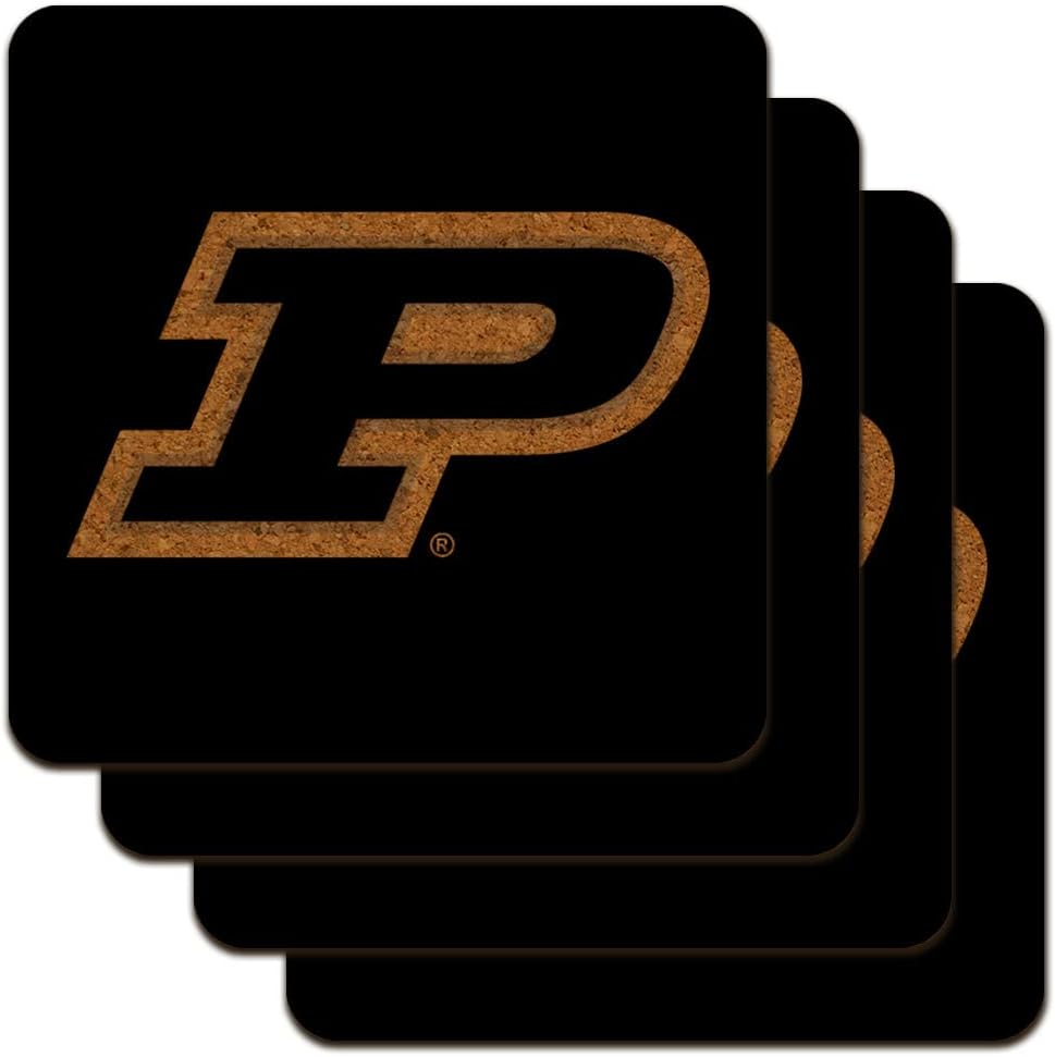 Purdue Boilermakers Logo Low Profile Novelty Cork Coaster Set