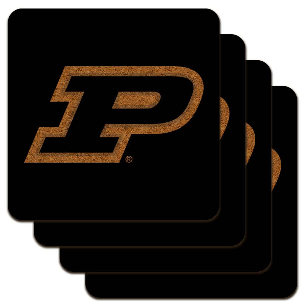 Purdue Boilermakers Logo Low Profile Novelty Cork Coaster Set