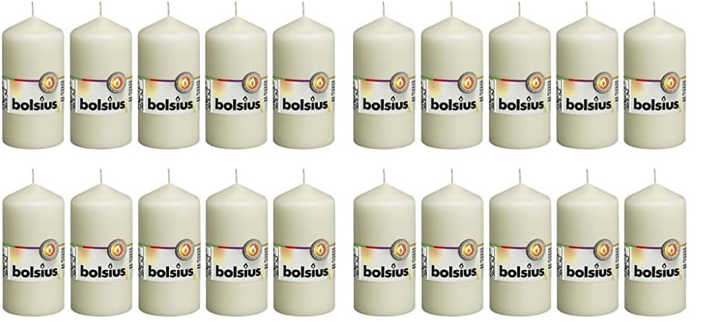Bolsius Glatte Stumpenkerzen - Elfenbein - Set 10 Stück - Dekorative Haushaltkerzen - Länge Brenndauer 33 Stunden - Unparfümierte - Natürliches Pflanzenwachs - 12 x 6 cm (Packung mit 2)