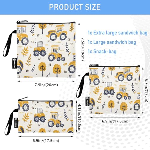 Bolsas reutilizables para snacks 3 unidades amarillo miniatura 3