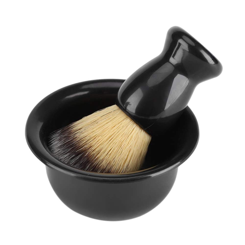 Nikou 3 pezzi Set di spazzole da barba - Supporto da tavolo + set di spazzole + ciotola