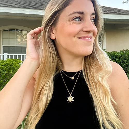 MJartoria Layered Choker Multi Chains Pendant Sun and Moon Charm Necklaces Jewelry Gifts for Women3