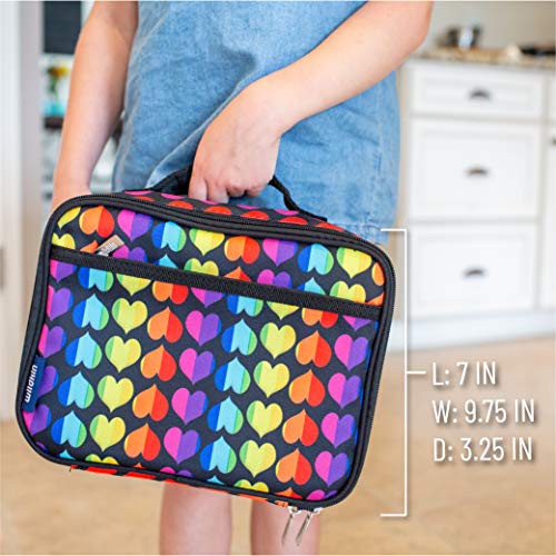 Wildkin Kids Insulated Lunch Box Bag For Boys & Girls, Reusable Kids Lunch Box Is Perfect For Elementary, Ideal Size For Packing Hot Or Cold Snacks For School & Travel Bento Bags (Rainbow Hearts) #TOP4