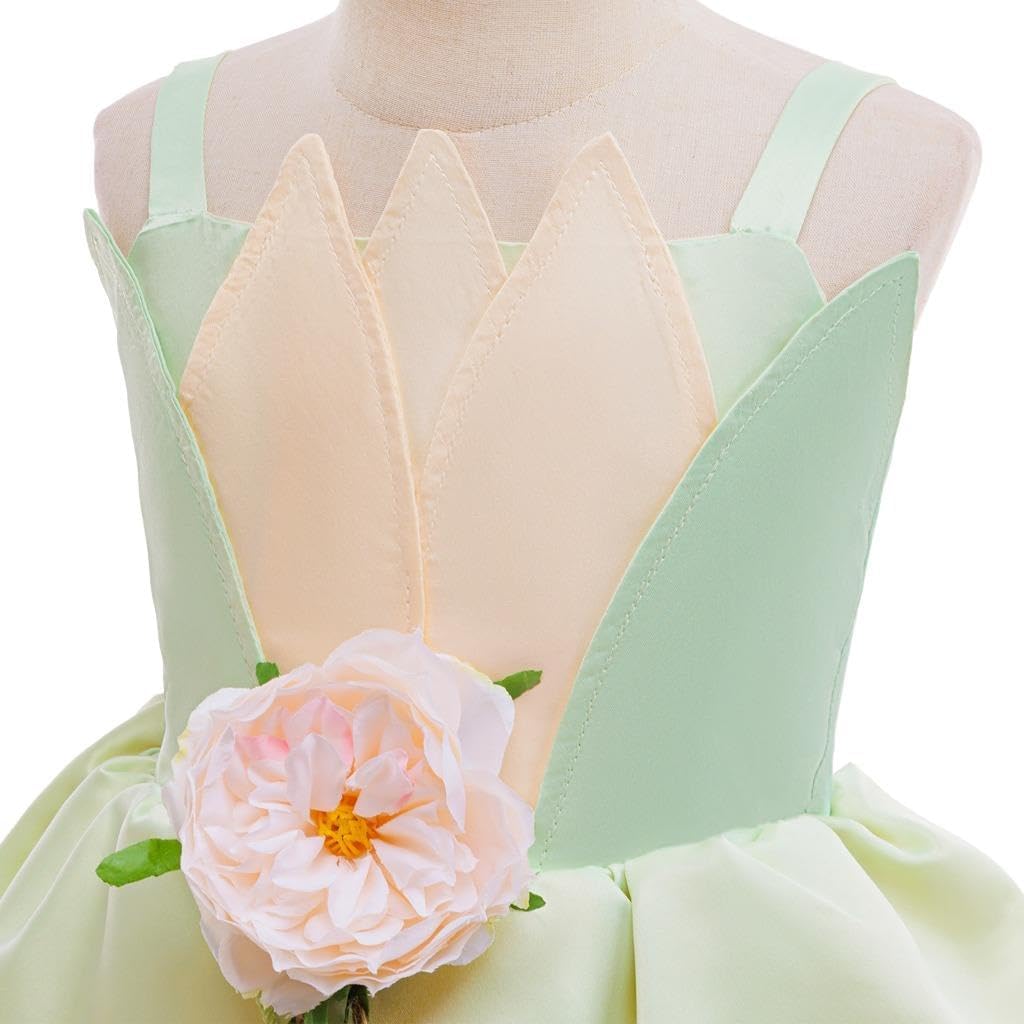 Dressy Daisy Girls Frog Princess Dress Up Costume Halloween Birthday Outfit with Flower, Vine and Arm Bands, Size 2T - 12 - Image 4