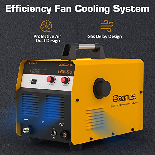 Sonnler 50A Plasma Cutter, 220V Digital Inverter Igbt Plasma Cutter Machine With Built-In Air Compressor, 1/3 Inch Clean Cut With Gas Delay #TOP3