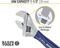 Vista 3 de Klein Tools D509-8 Llave ajustable, llave de transmisión forjada de mandíbula extra ancha con acabado cromado pulido, 8 pulgadas