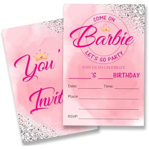 QZJ Pink Birthday Invitations Set Cover