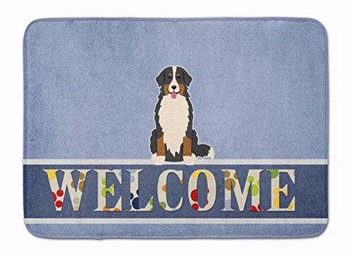 Caroline's Treasures BB5617RUG Bernese Mountain Dog Welcome Machine Washable Memory Foam Mat, Bathroom Rug, Non-Slip Bath Mat, Durable Thick Washable Rugs for Kitchen, Bathroom Quick Dry, Decorative A