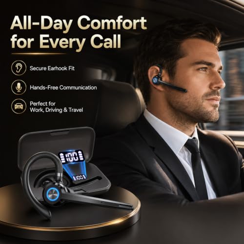 Wireless Bluetooth Headset V5.4 with ENC Mic, Single Ear Bluetooth Earpiece - image 7