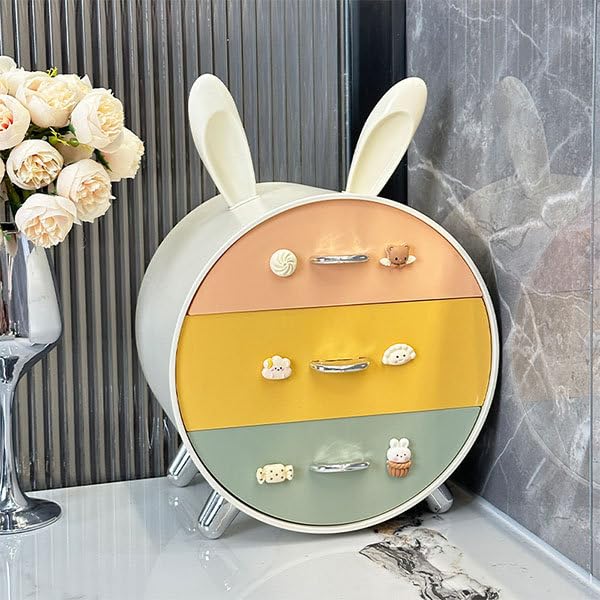 JUVIW Organizer Stationery Organization Box for Living Room Dormitory 3-Drawers Bunny Desktop Storage Box for Girls Cute Rabbit Dresser Makeup (B0D5LZH4HW) Amazon Price History, Amazon Price Tracker