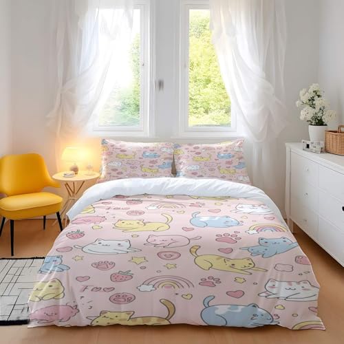 Housse de couette imprimée chat parure de lit enfant - 5