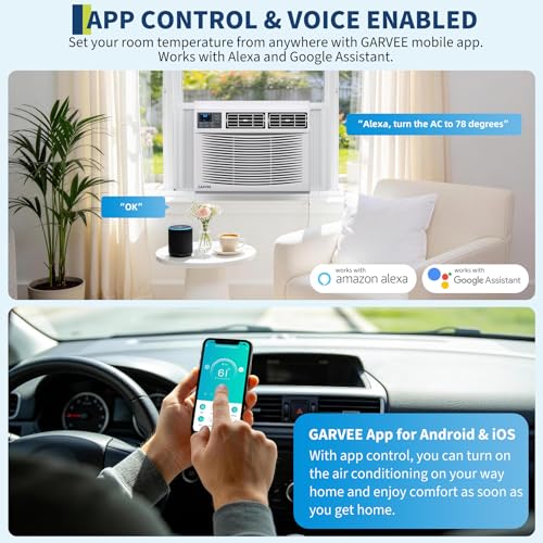 Image of Garvee 8000 BTU Window Air Conditioner with Heat, Window Mounted AC Unit and Heater Combo with Dehumidifier & Fan for Apartment, Living Room, Bedroom, Rooms Up to 350 Sq. ft, APP & Remote Control