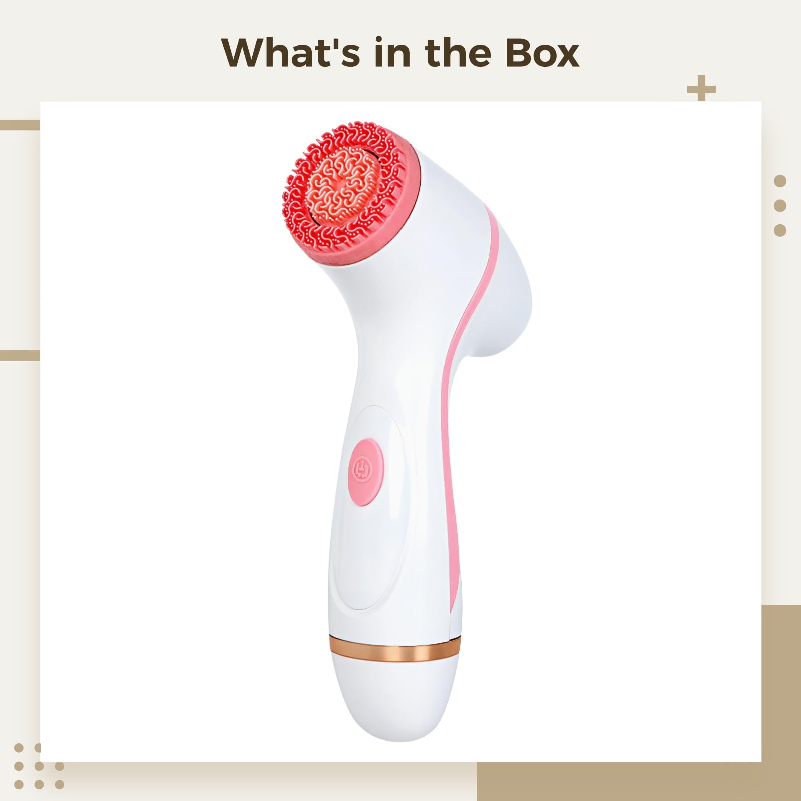 Cepillo de limpieza facial recargable, cepillo de silicona rosa para limpieza profunda de poros, cepillo facial eléctrico con mango ergonómico, modo de doble velocidad, IPX7 impermeable, 8.3 x 7.8